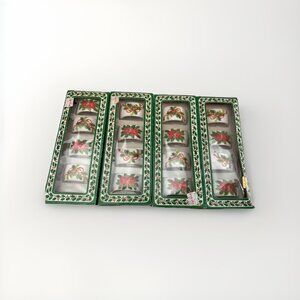 Handcrafted New Ceramic Christmas Napkin Rings Set of 16 Poinsettia & Holly VTG!